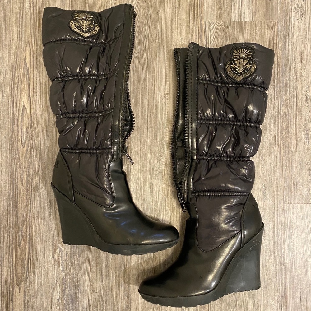 GUESS JEANS Zip-Up Winter Boots: Black, Size 7.5M